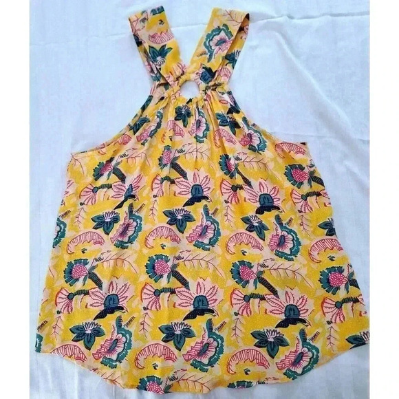 Anthropologie MAEVE‎ Mica Floral Halter Top Sleeveless Cut-out Light Size 14 - Picture 3 of 6